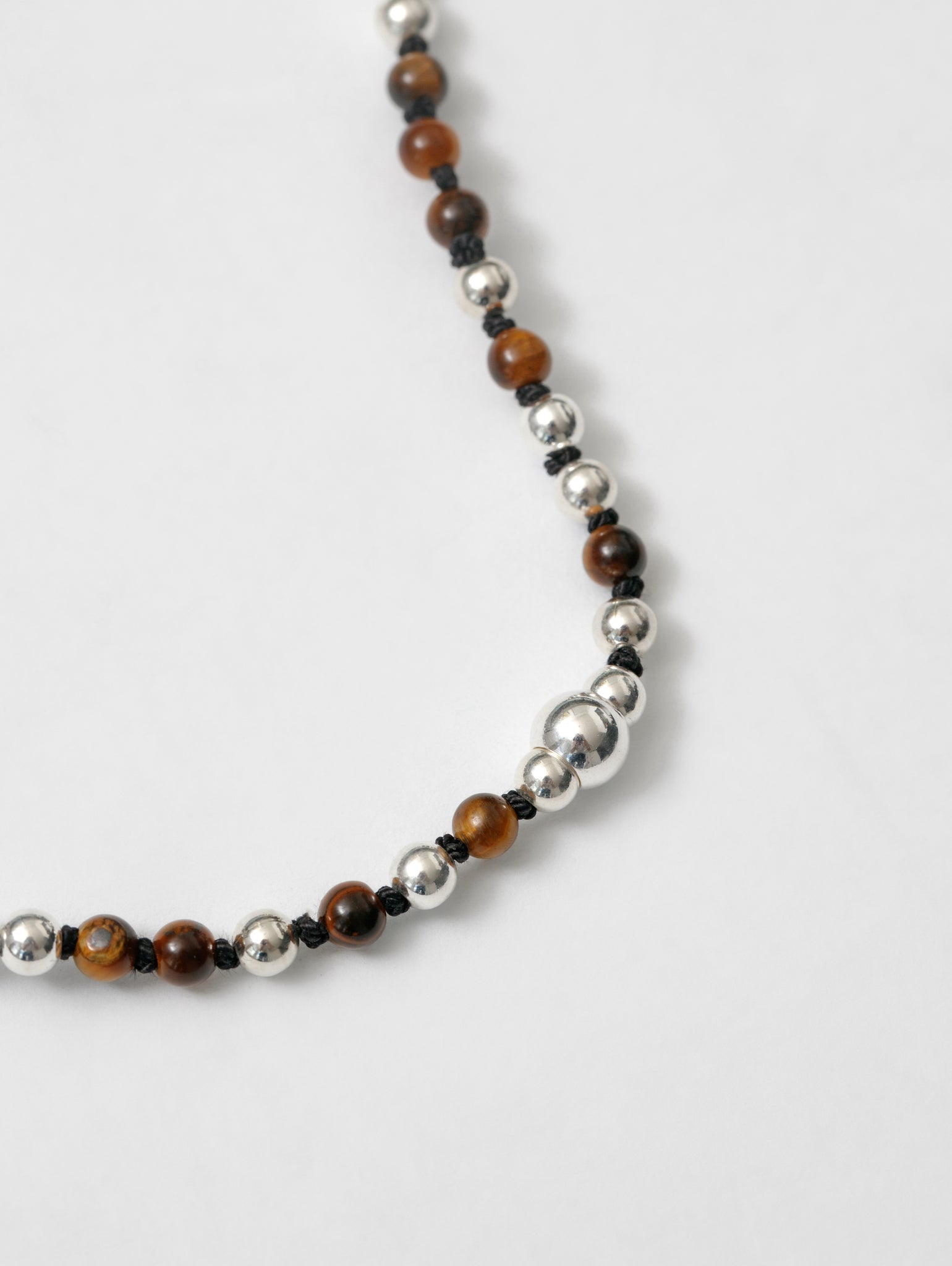 Wolf Circus Unique Unisex Knotted Bead Necklace Brown Natural Gemstone 925 Sterling Silver | Caleb Necklace in Brown-Necklaces-wolfcircus.com