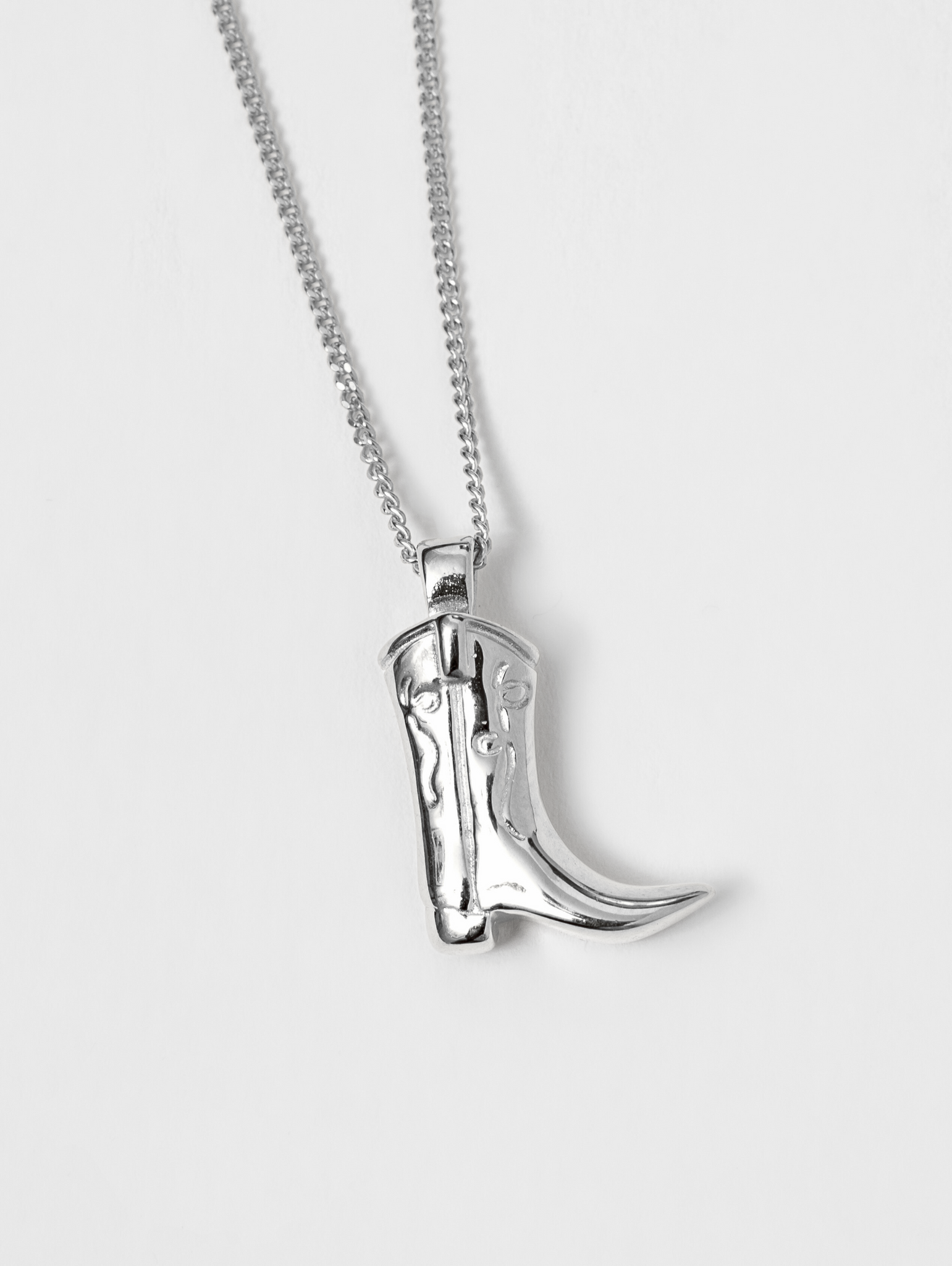 Cowboy Boot Charm Necklace in Sterling Silver