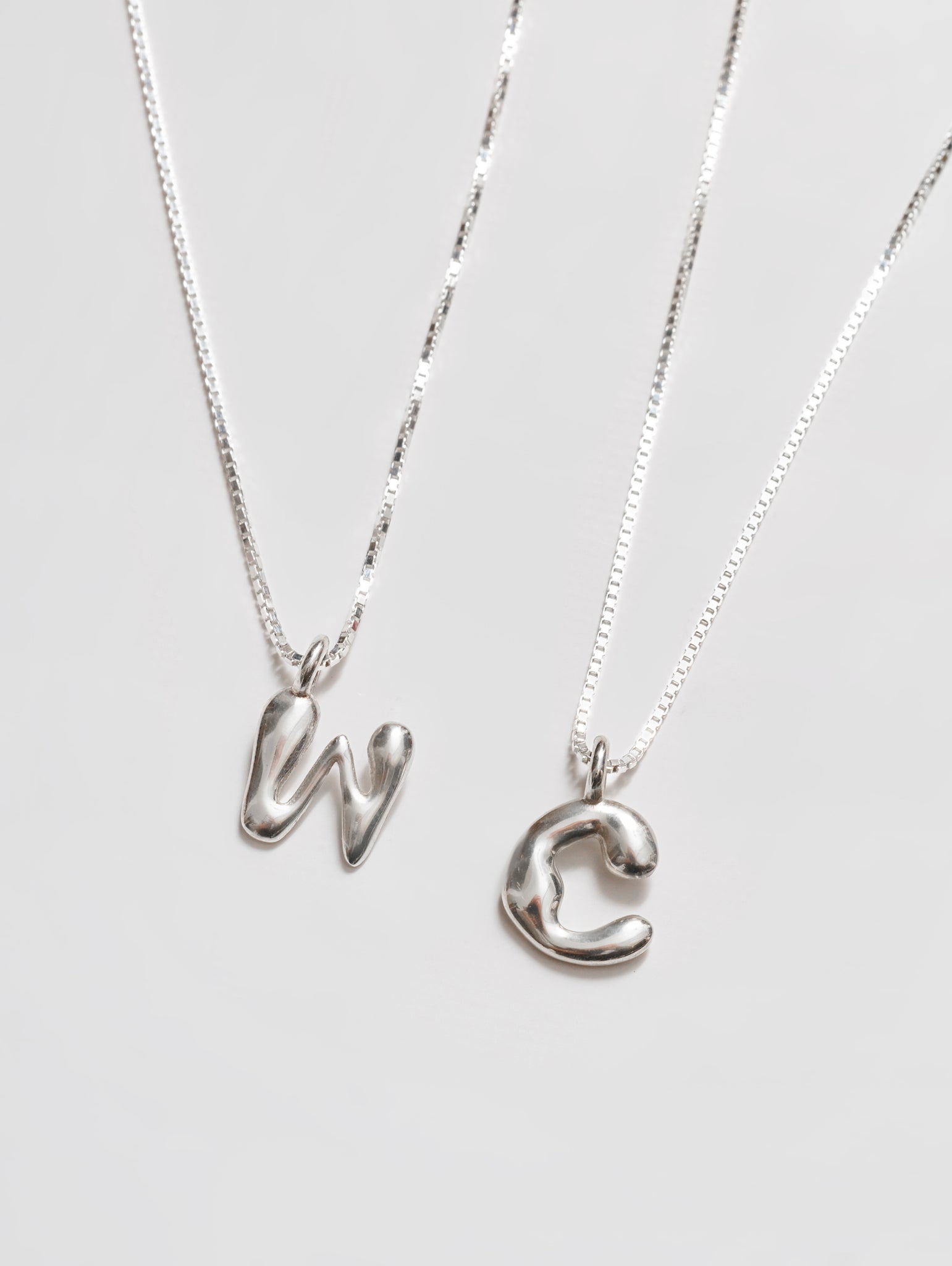 Wolf Circus Alphabet Initial Necklace in Sterling Silver with Letter Charm-Necklaces-wolfcircus.com